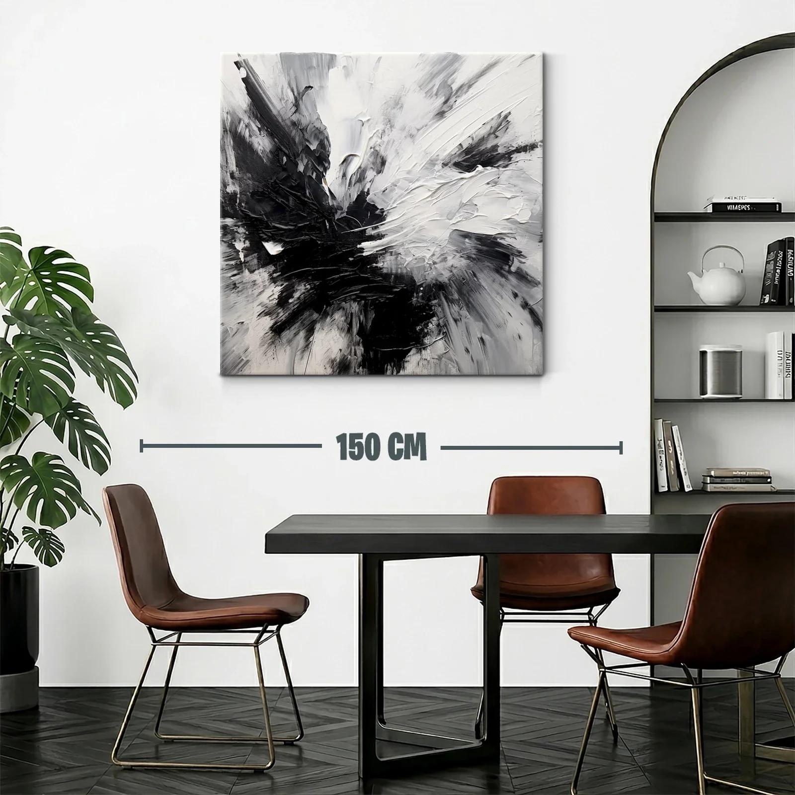 Composición abstracta en blanco y negro con textura dinámica — miniatura 2