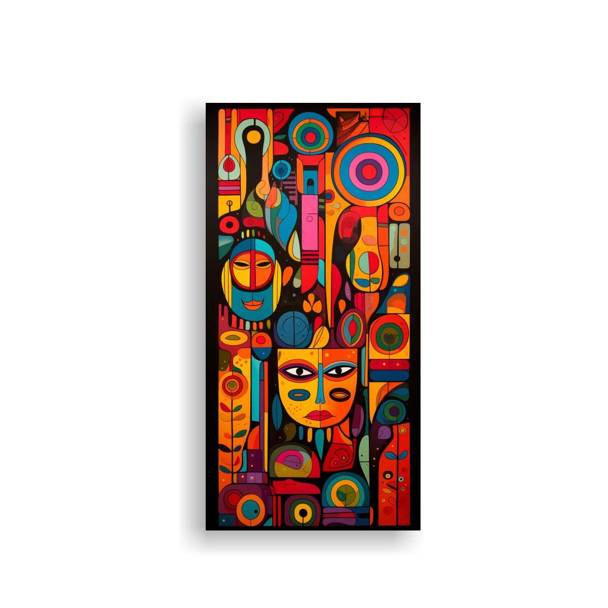 Cuadro rostros abstractos geométricos con colores intensos