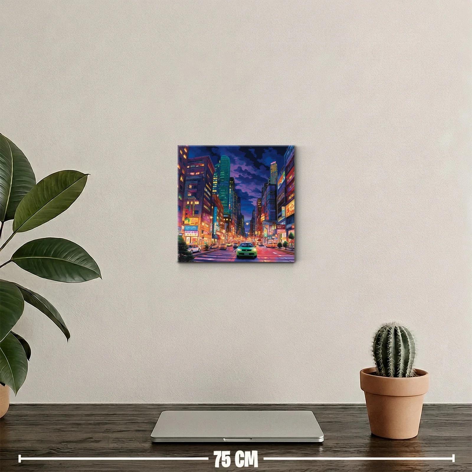 Ciudad vibrante iluminada en atardecer urbano moderno — miniatura 2