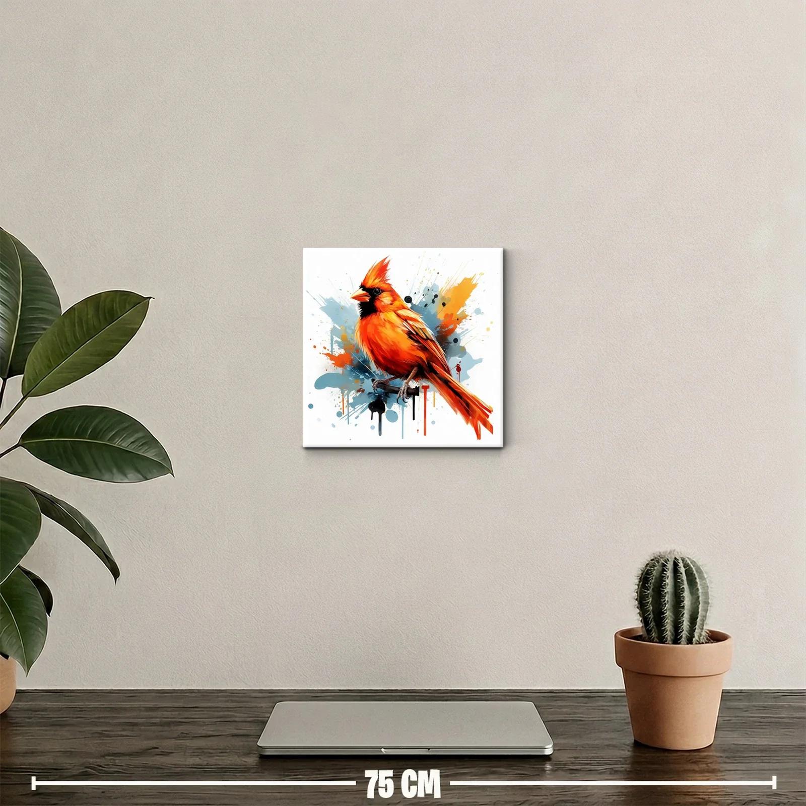 Cuadro colorido con ave vibrante y fondo abstracto — miniatura 2