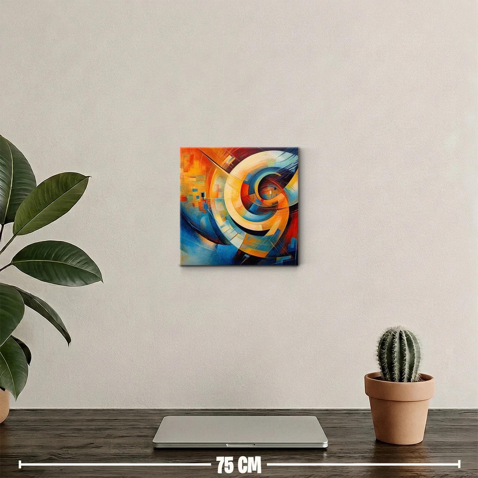 Cuadro abstracto con dinámicas formas y tonos vibrantes — miniatura 2