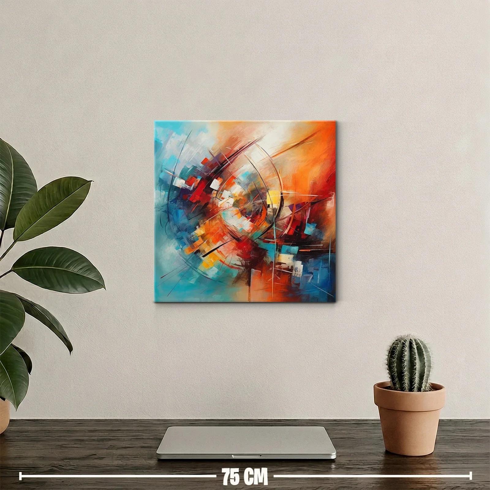 Cuadro abstracto en tonos vibrantes y formas dinámicas — miniatura 2