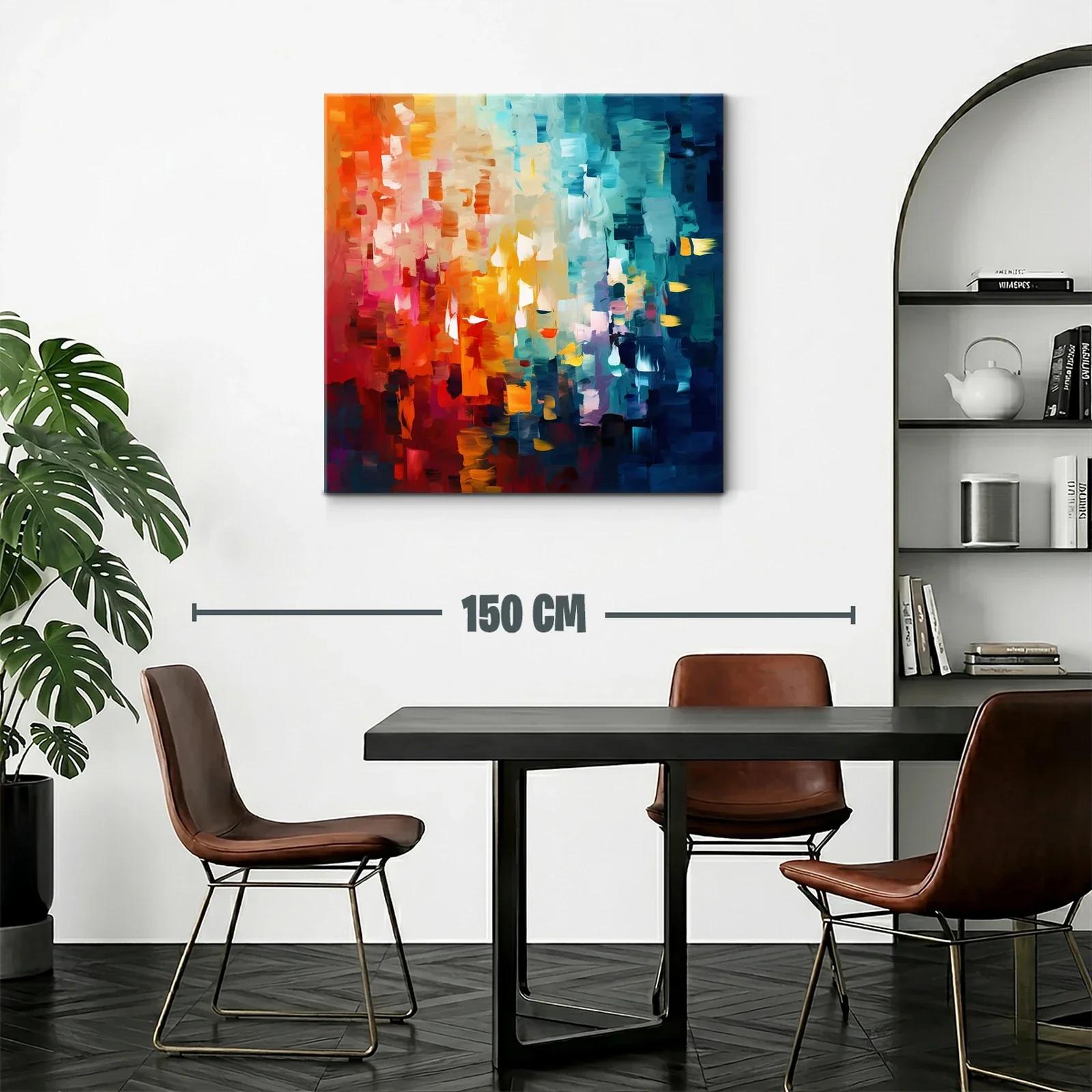 Cuadro abstracto con vibrantes tonos cálidos y fríos — miniatura 2