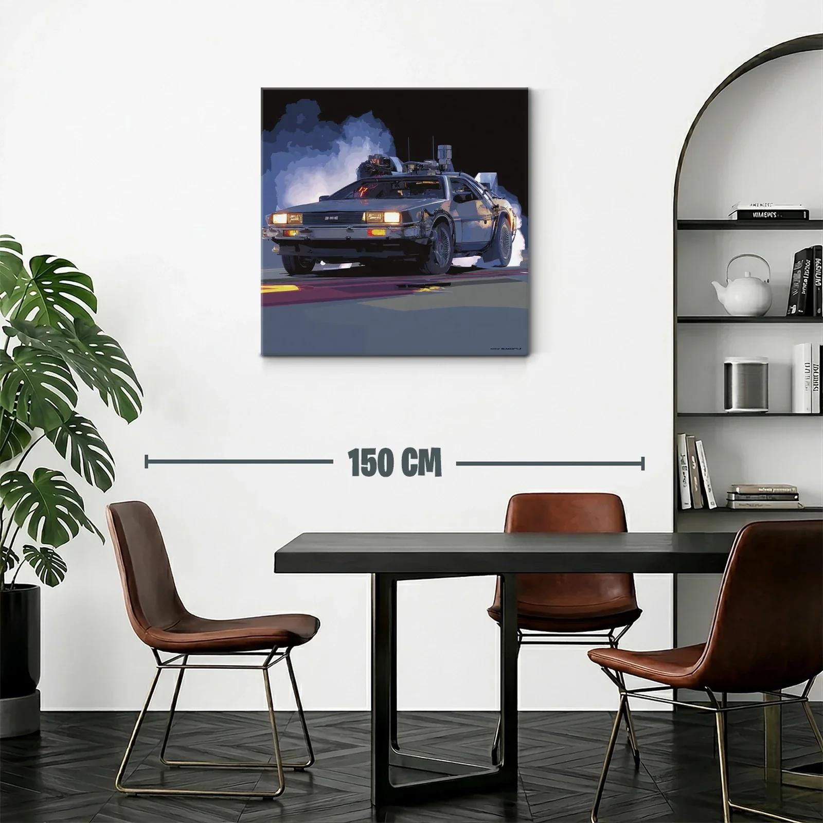 Cuadro coche futurista con humo y luces en tonos fríos — miniatura 2