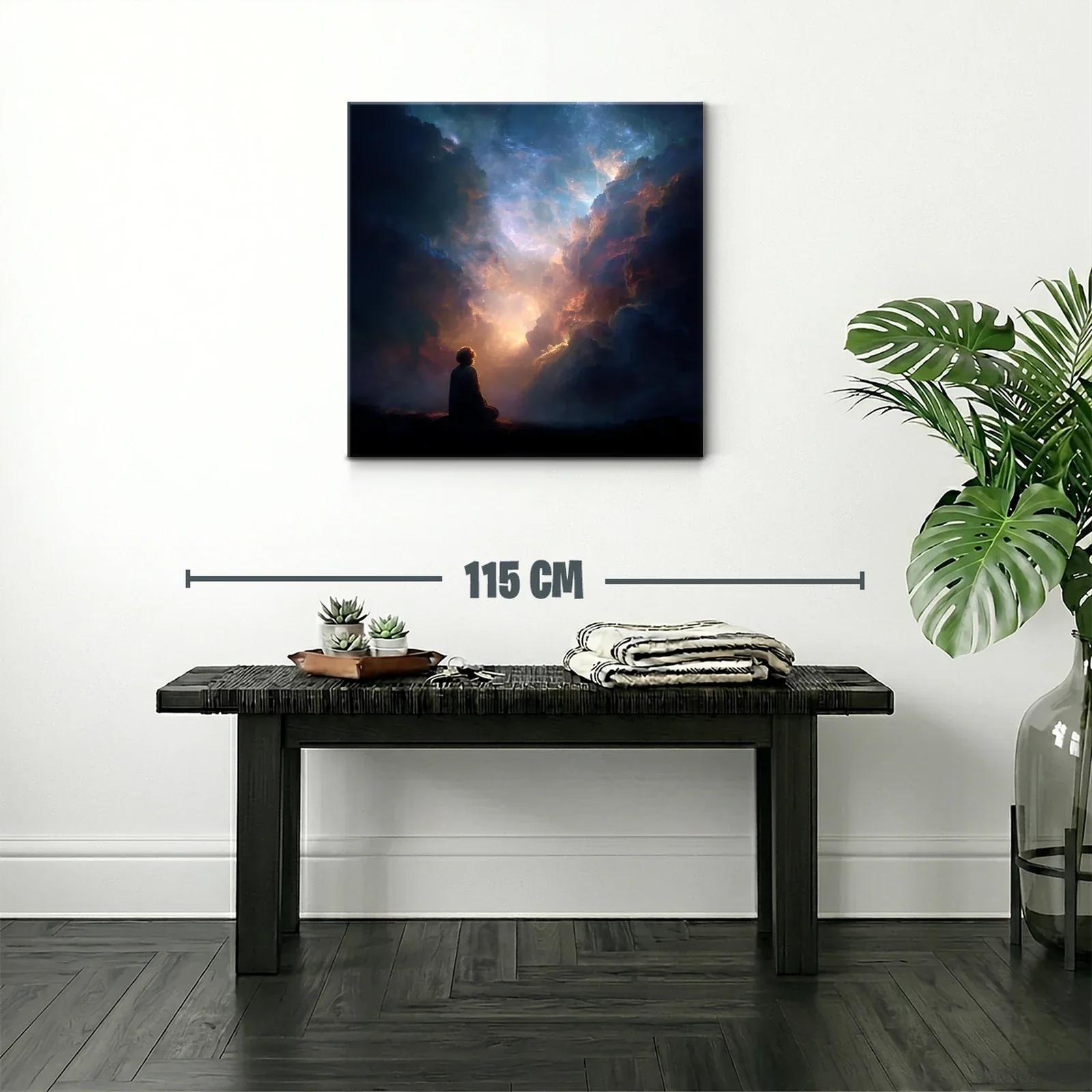 Meditación bajo un cielo estrellado lleno de luz celestial — miniatura 2