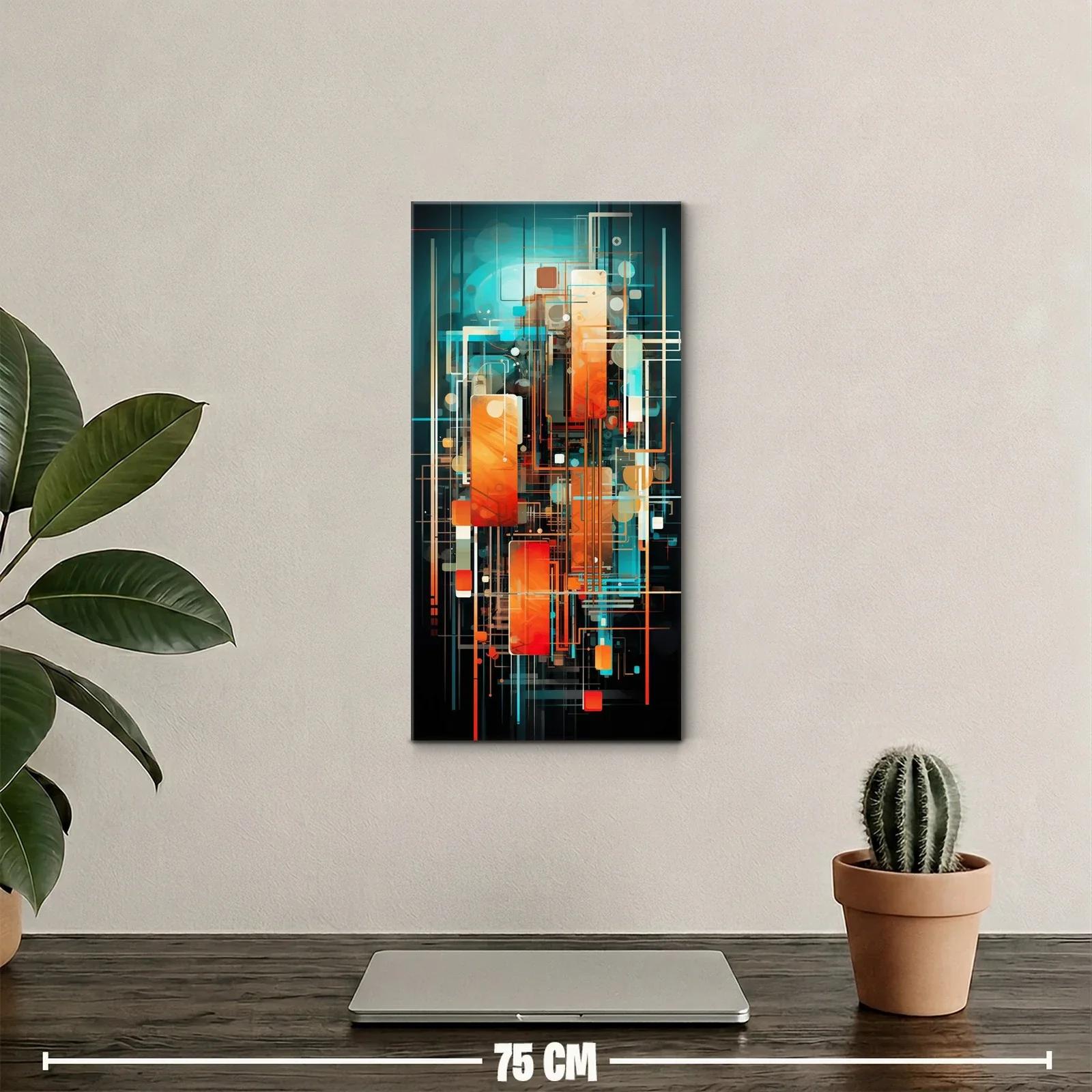 Cuadro composición geométrica abstracta con paneles luminosos — miniatura 2