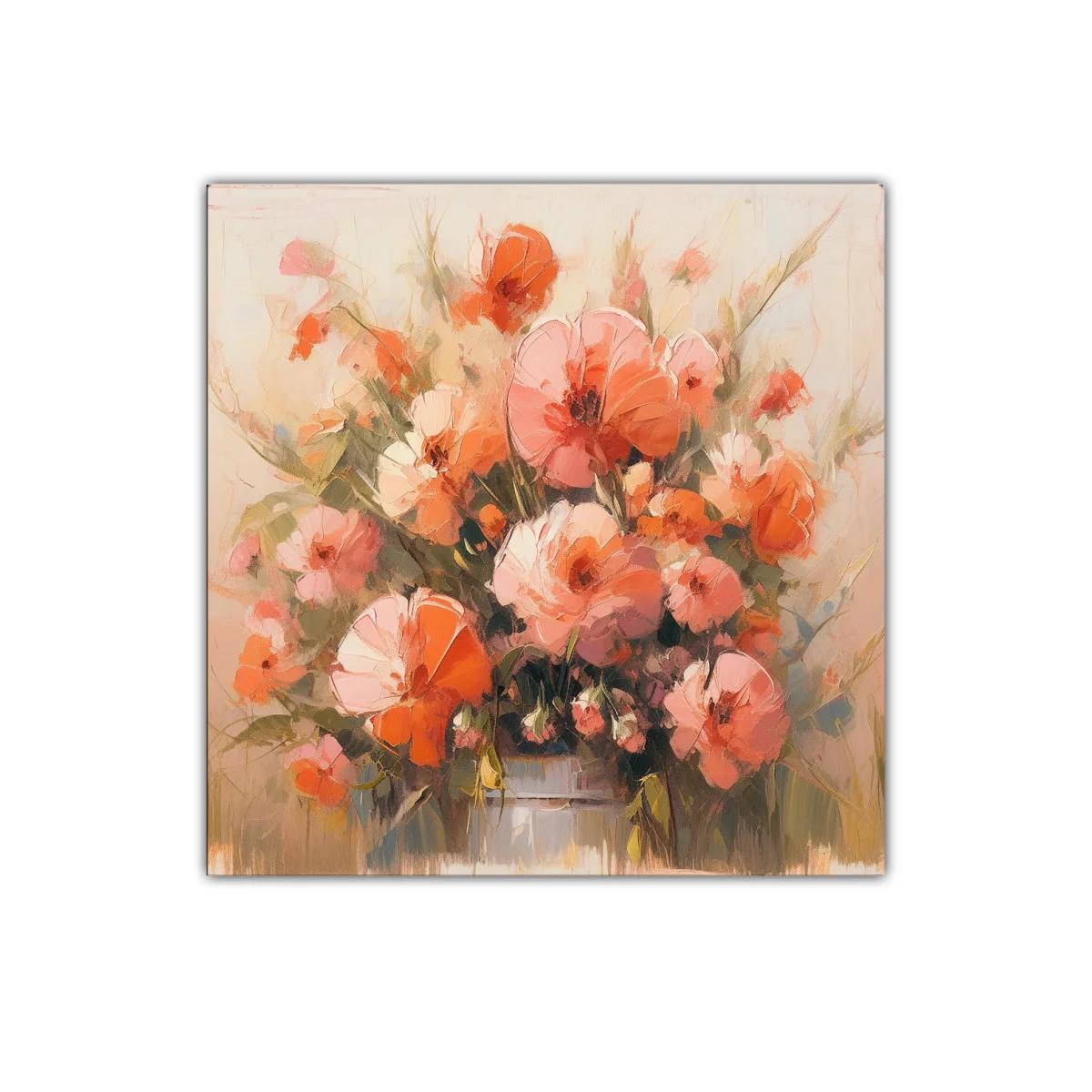 Cuadro decorativo con ramo de flores en tonos cálidos — imagen principal