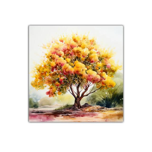 Árbol luminoso con tonos cálidos y vibrantes