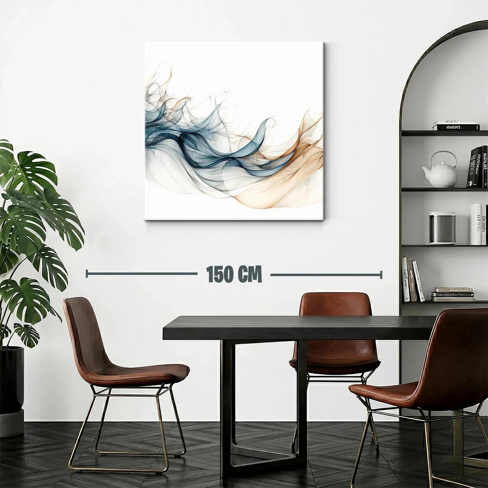 Arte abstracto con suaves ondas en tonos azules y beige — miniatura 2