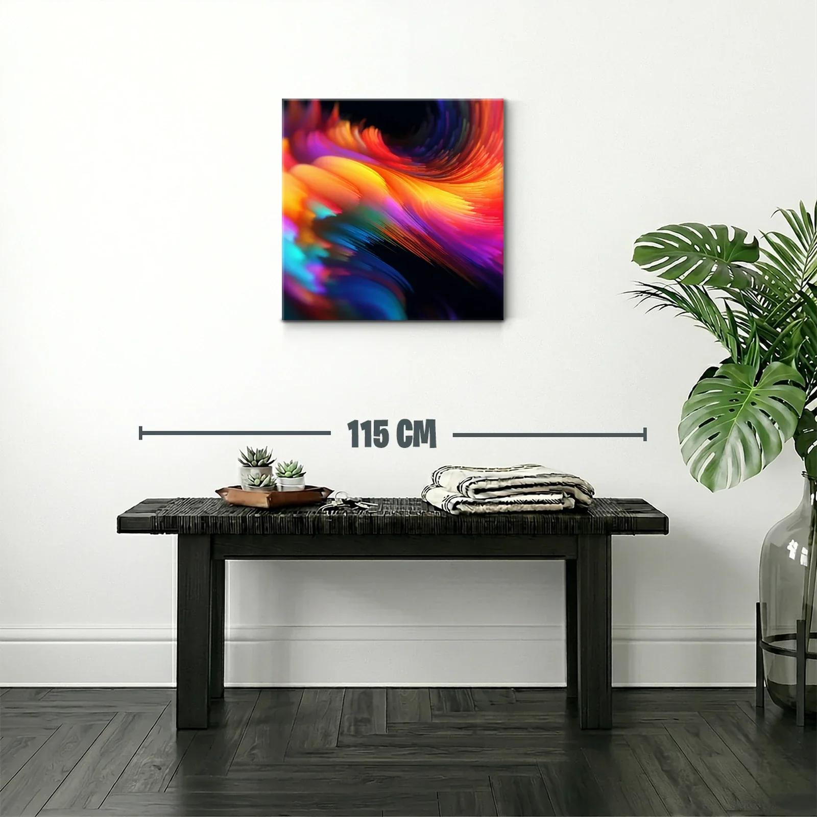 Cuadro abstracto en vibrantes tonos cálidos y fríos — miniatura 2