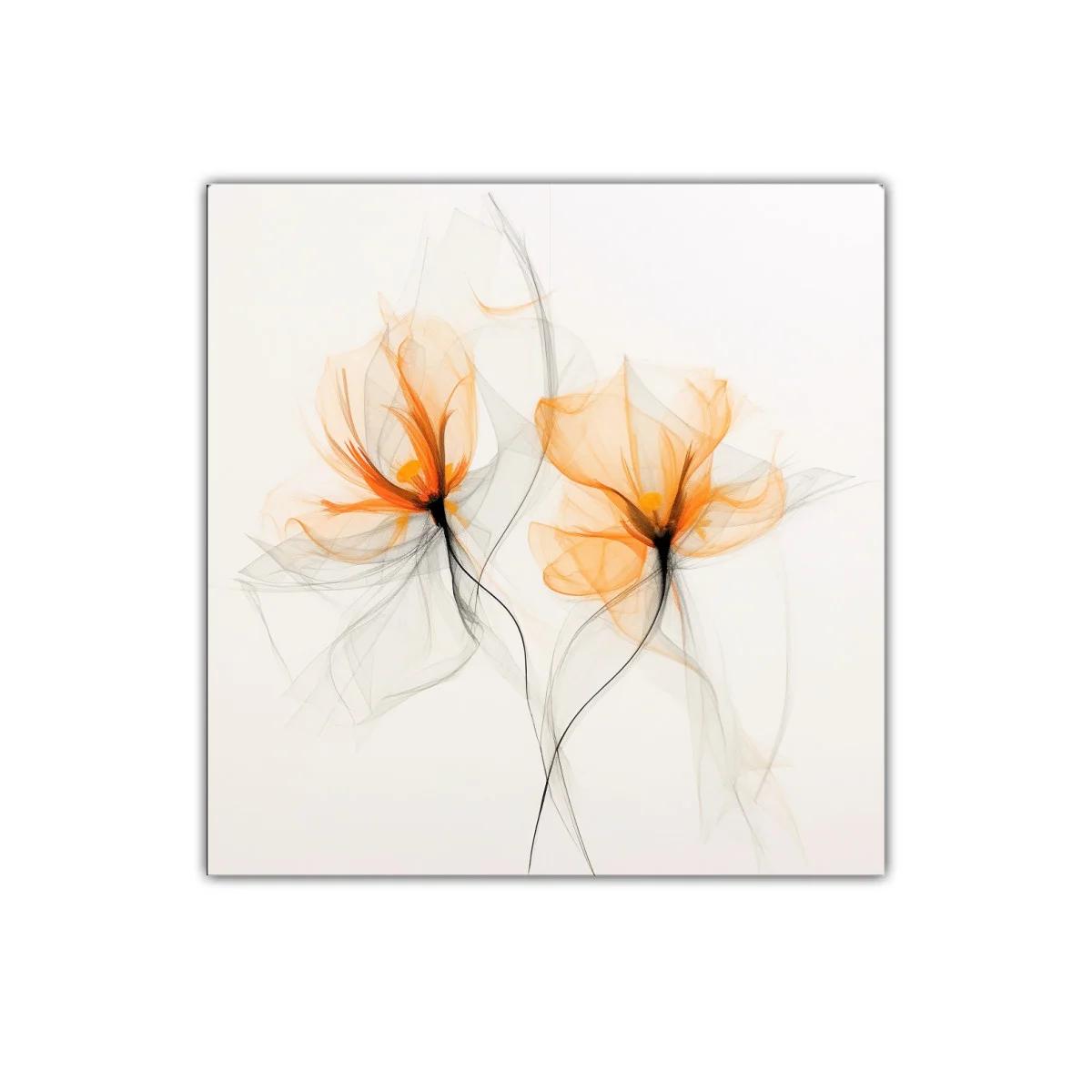 Flores etéreas en tonos naranjas y grises suaves — imagen principal