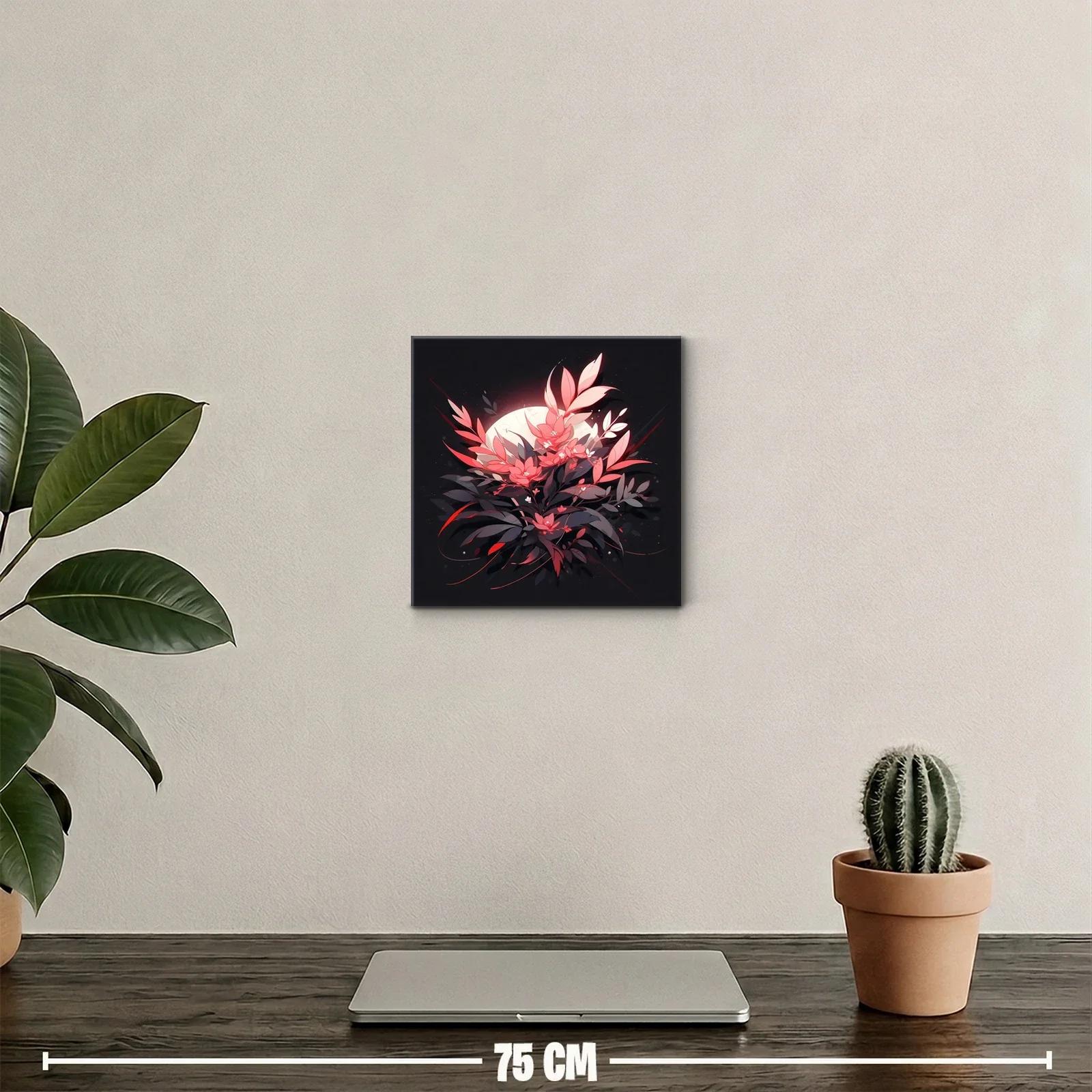 Cuadro floral luminoso con contraste en tonos rojos y negros — miniatura 2
