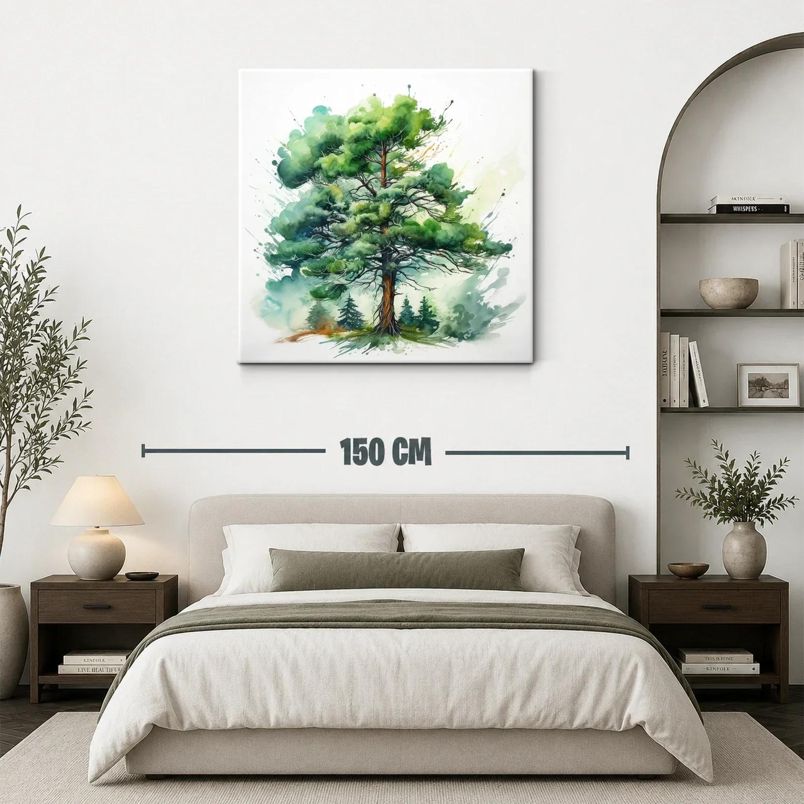 Elegante cuadro con árbol frondoso en tonos verdes vivos — miniatura 3