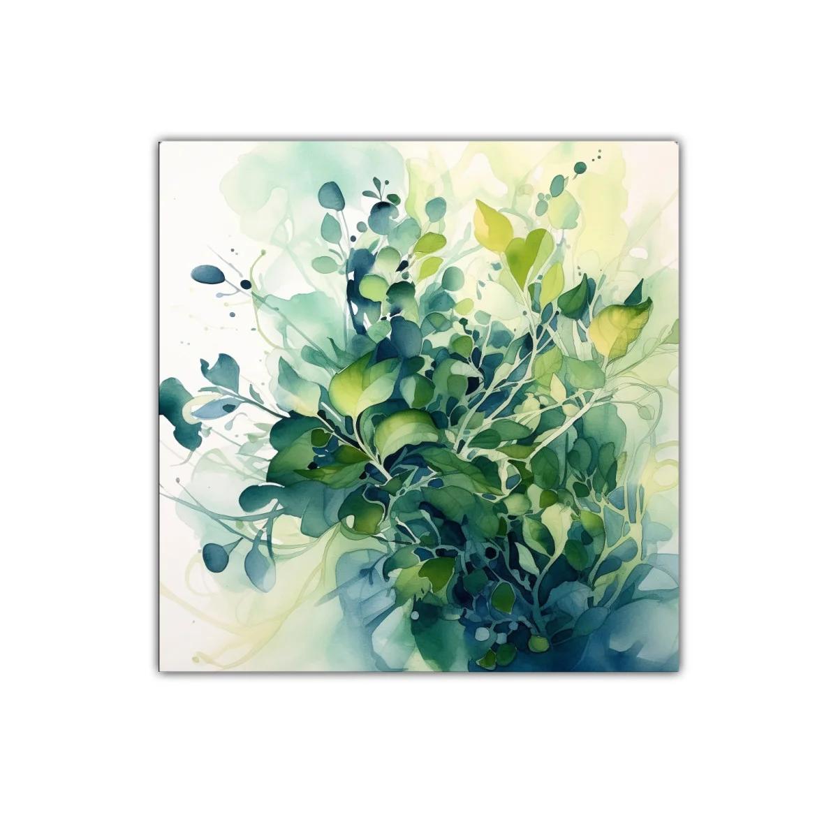 Composición abstracta de hojas en tonos verdes y azules — imagen principal