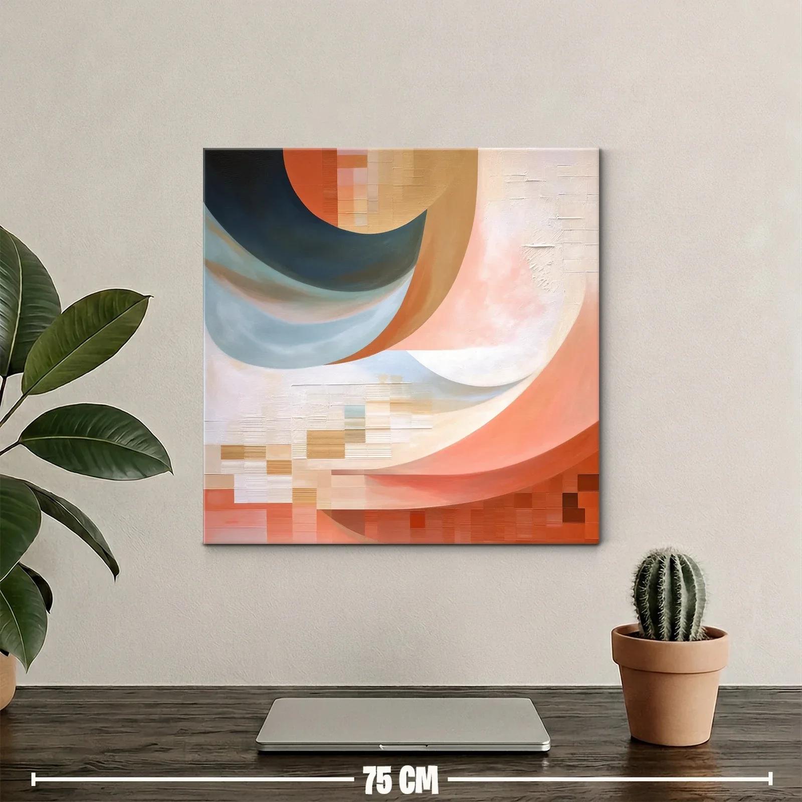 Composición abstracta con curvas y tonos cálidos y fríos — miniatura 2