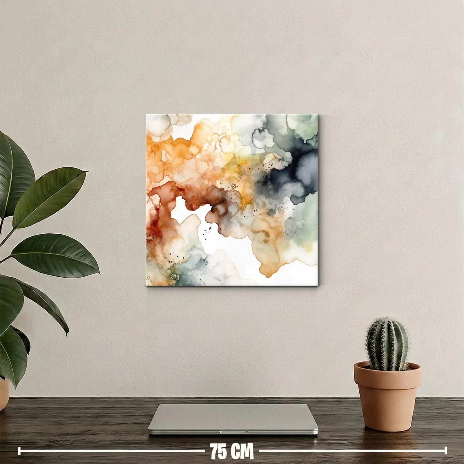 Cuadro abstracto con tonos cálidos y fríos para ambientes modernos — miniatura 2
