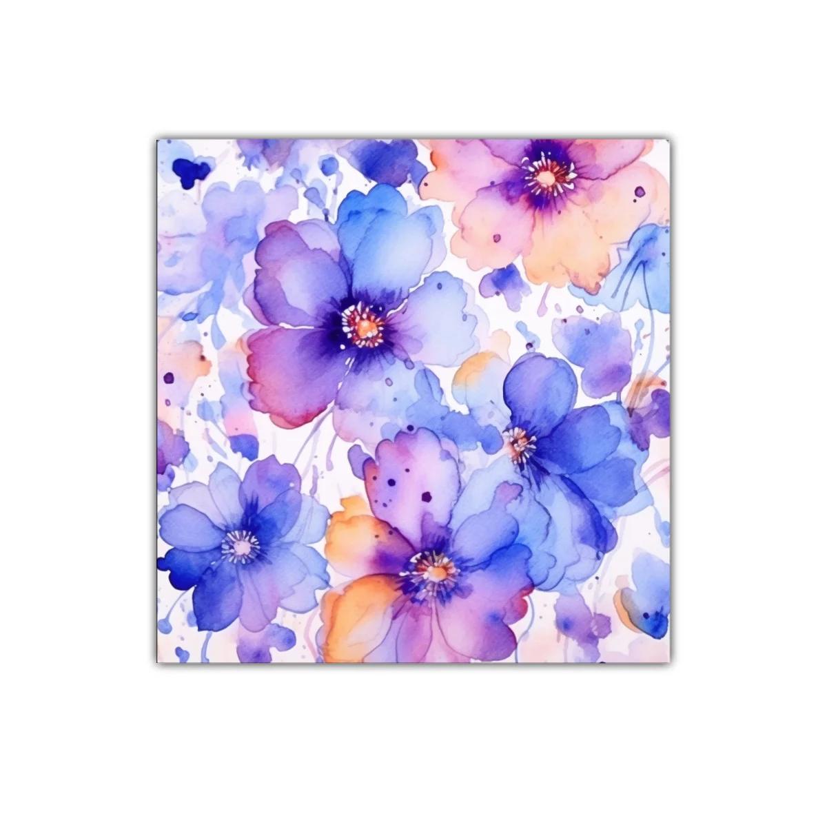 Cuadro floral con tonos lavanda y naranja pastel — imagen principal