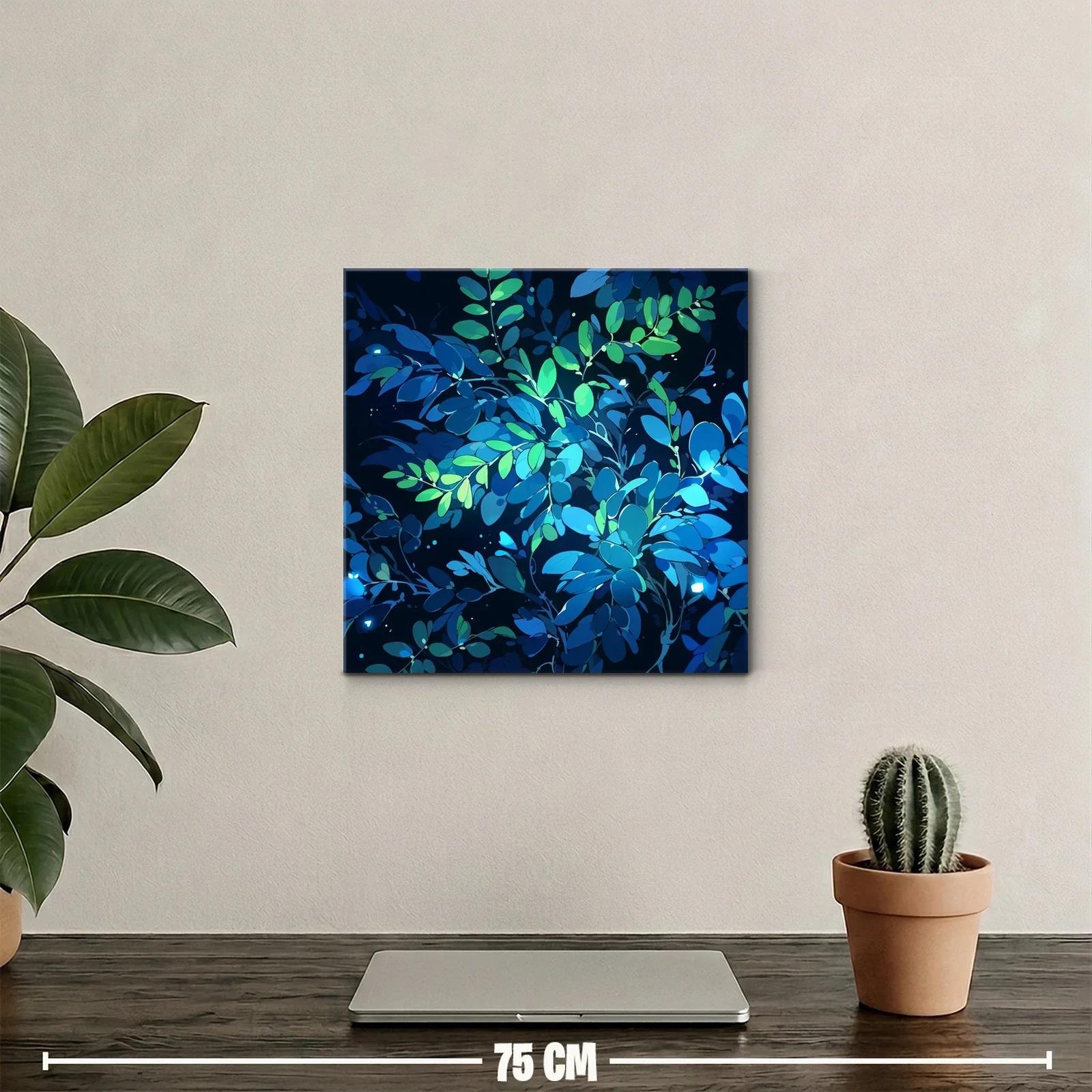 Cuadro Abstracto Hojas en Tonos Azules y Verdes — miniatura 2