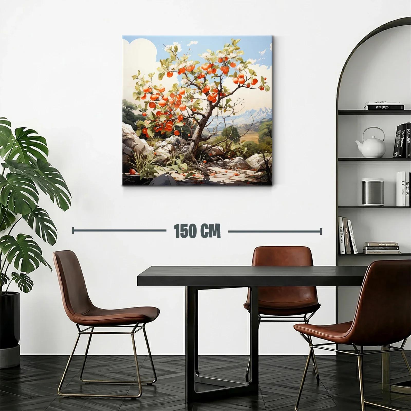 Árbol frutal en paisaje natural con tonos cálidos y cielo azul — miniatura 2
