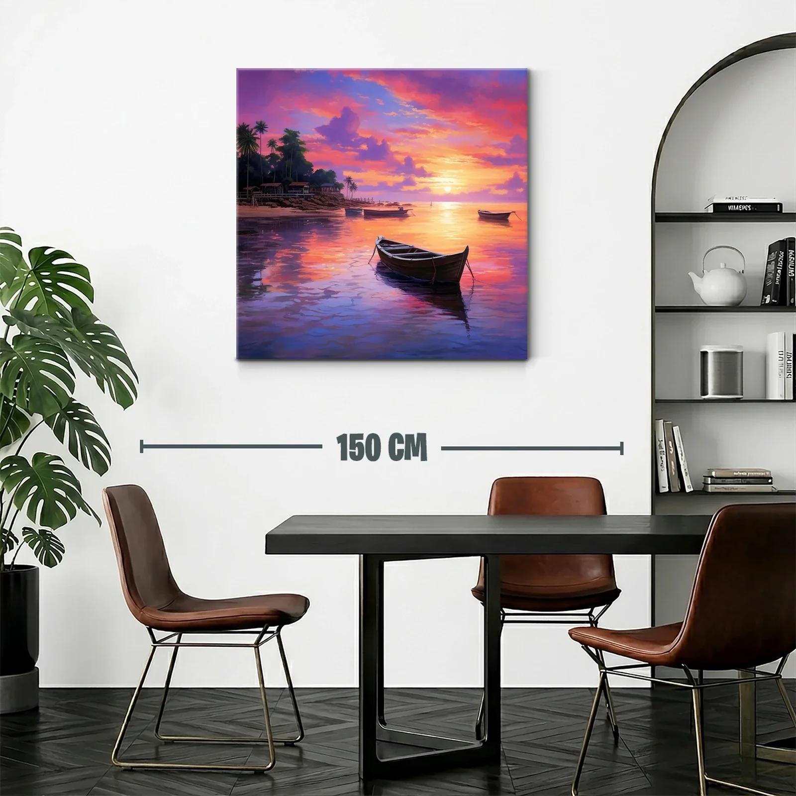 Atardecer sereno con barcos en aguas tranquilas — miniatura 2