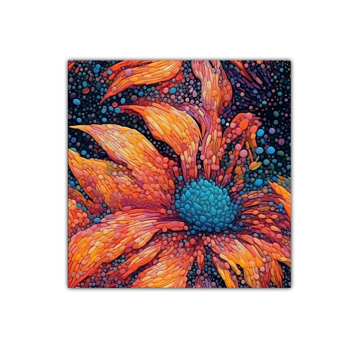 Flores vibrantes con detalles abstractos en tonos cálidos — imagen principal