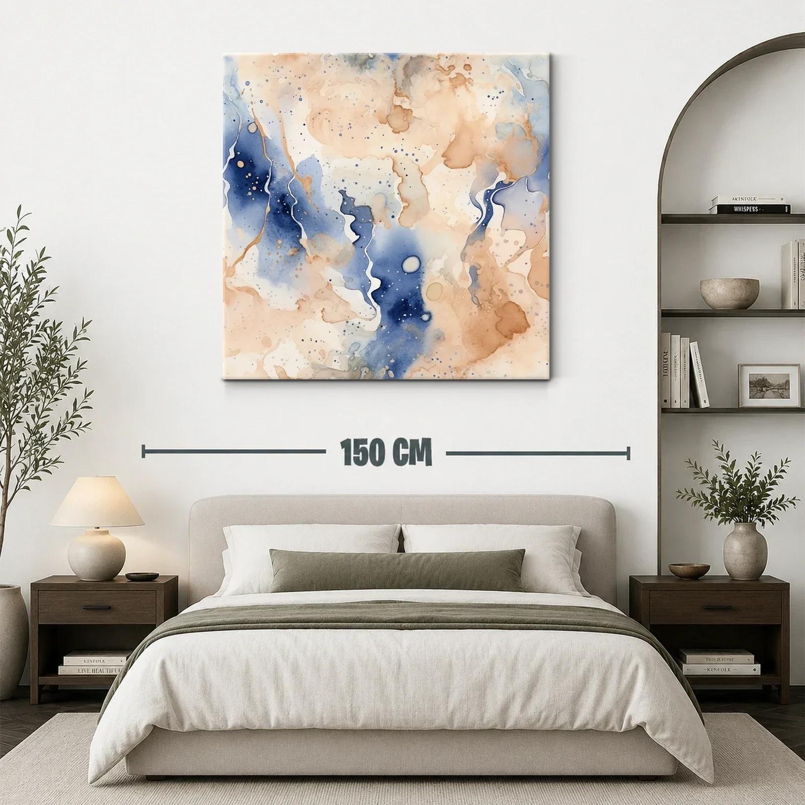 Cuadro abstracto en tonos azules y beige para ambientes modernos — miniatura 3