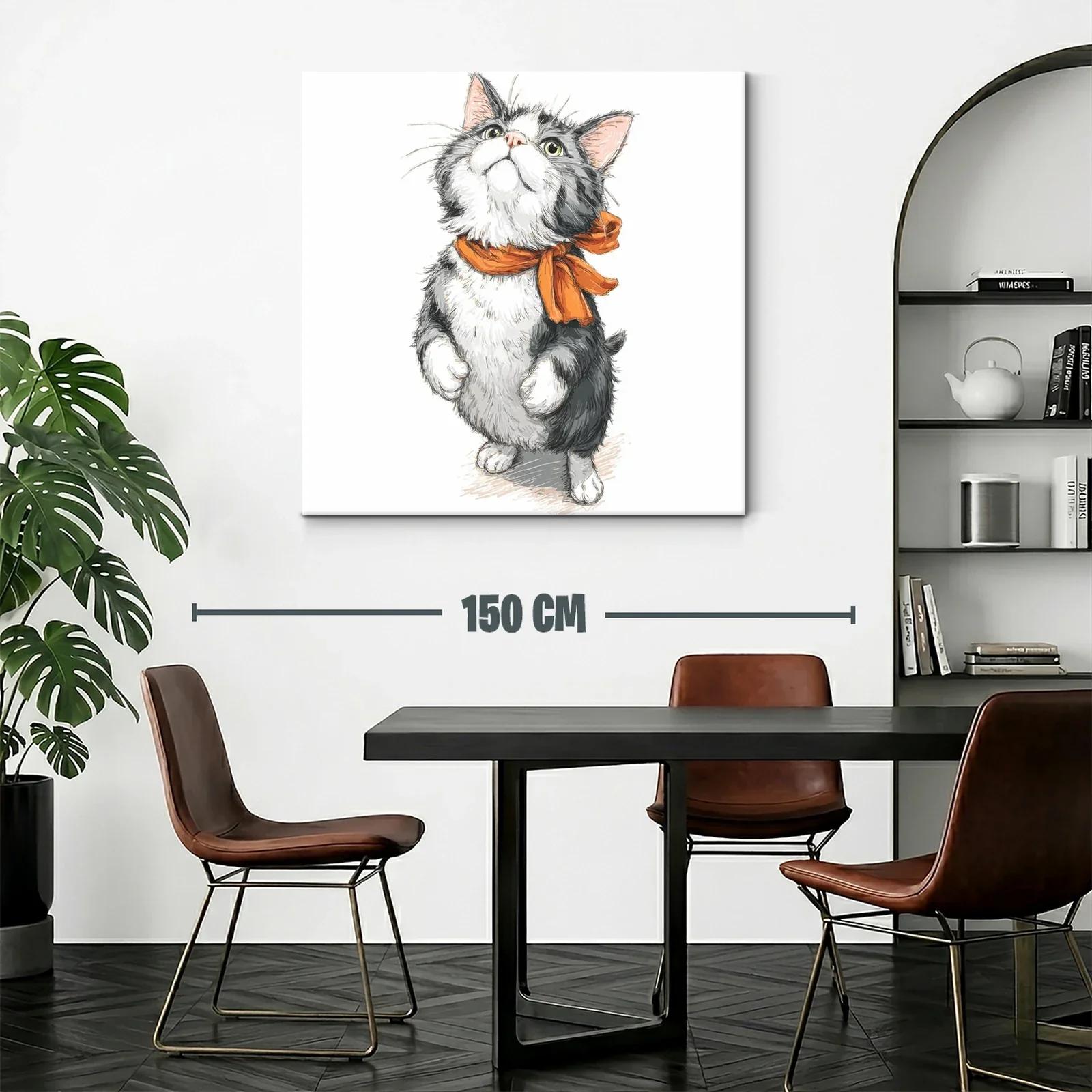Tierno gato con pañuelo naranja en pose dulce y juguetona — miniatura 2