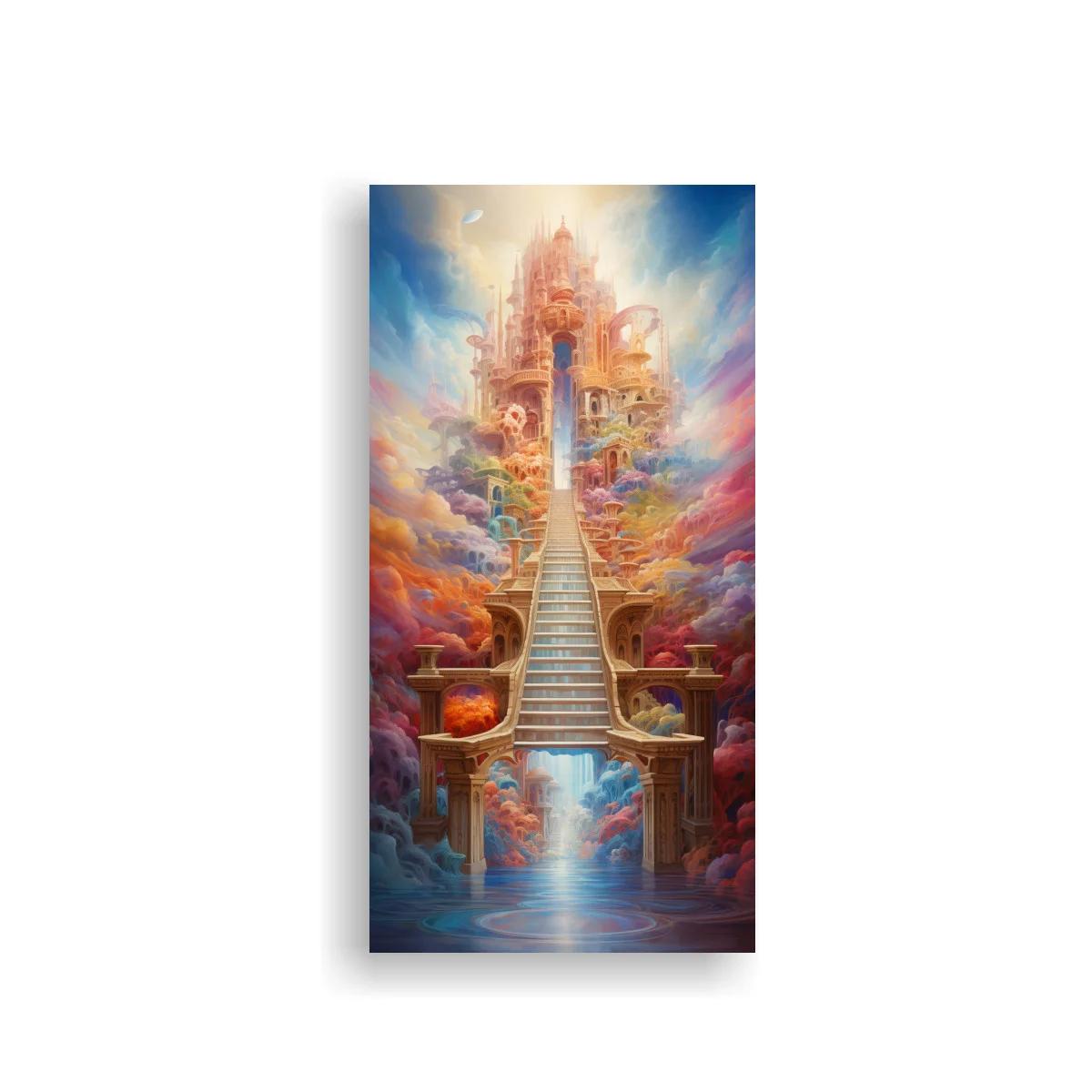 Cuadro escalera celestial hacia un palacio fantástico