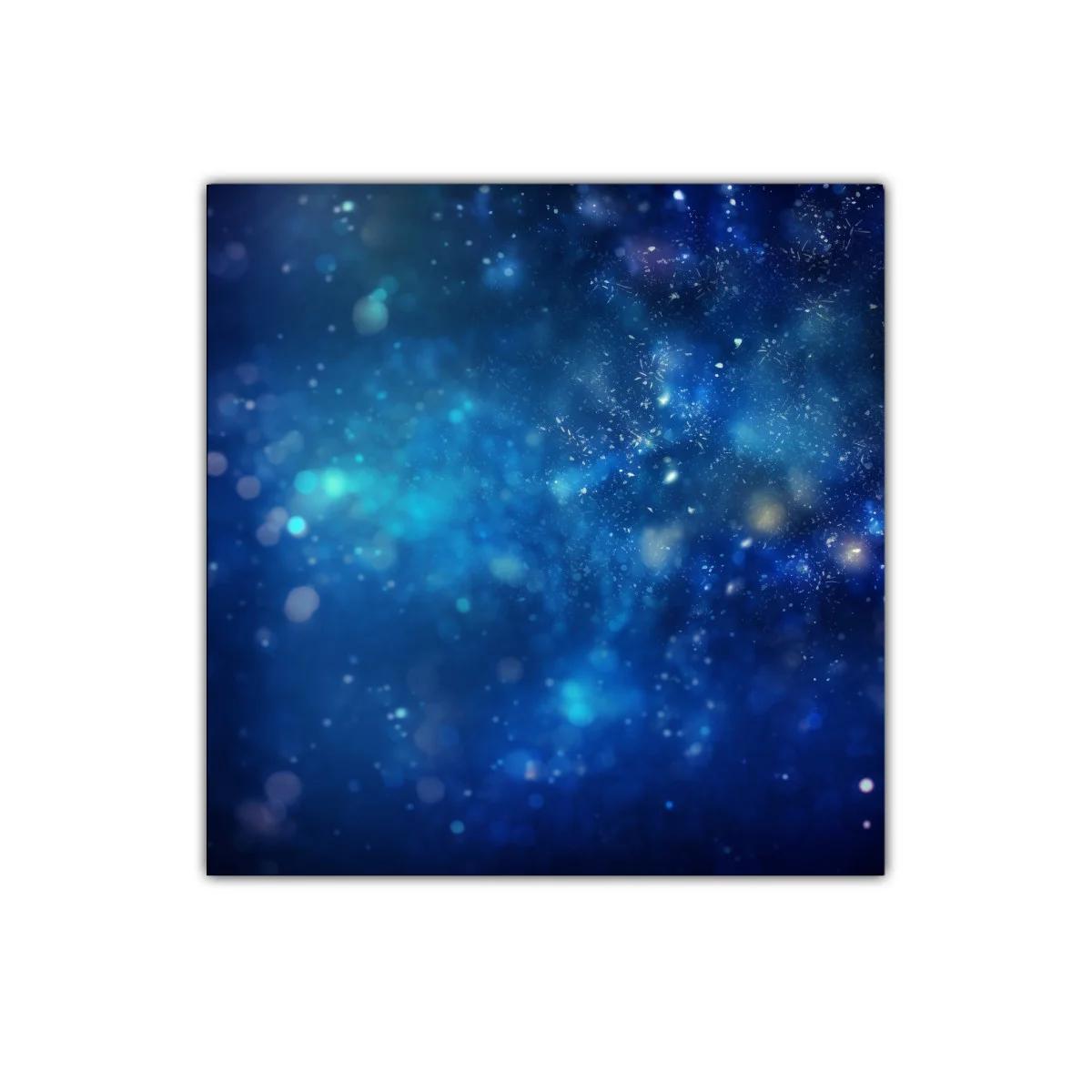 Cuadro abstracto con destellos azules y luces difusas