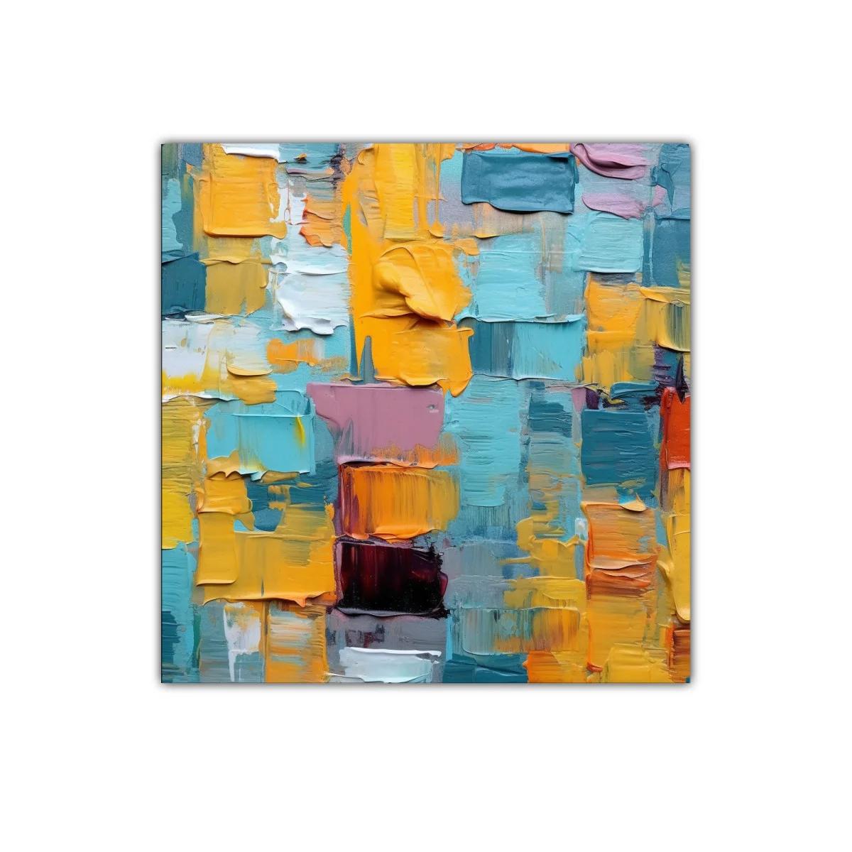 Cuadro abstracto con vibrantes bloques de color y textura