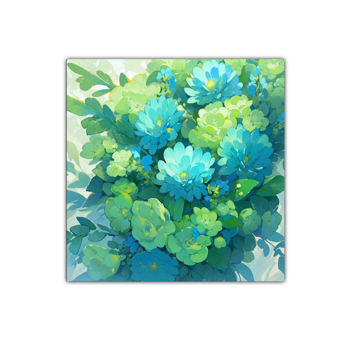 Ramo vibrante de flores azules y verdes para decorar — imagen principal