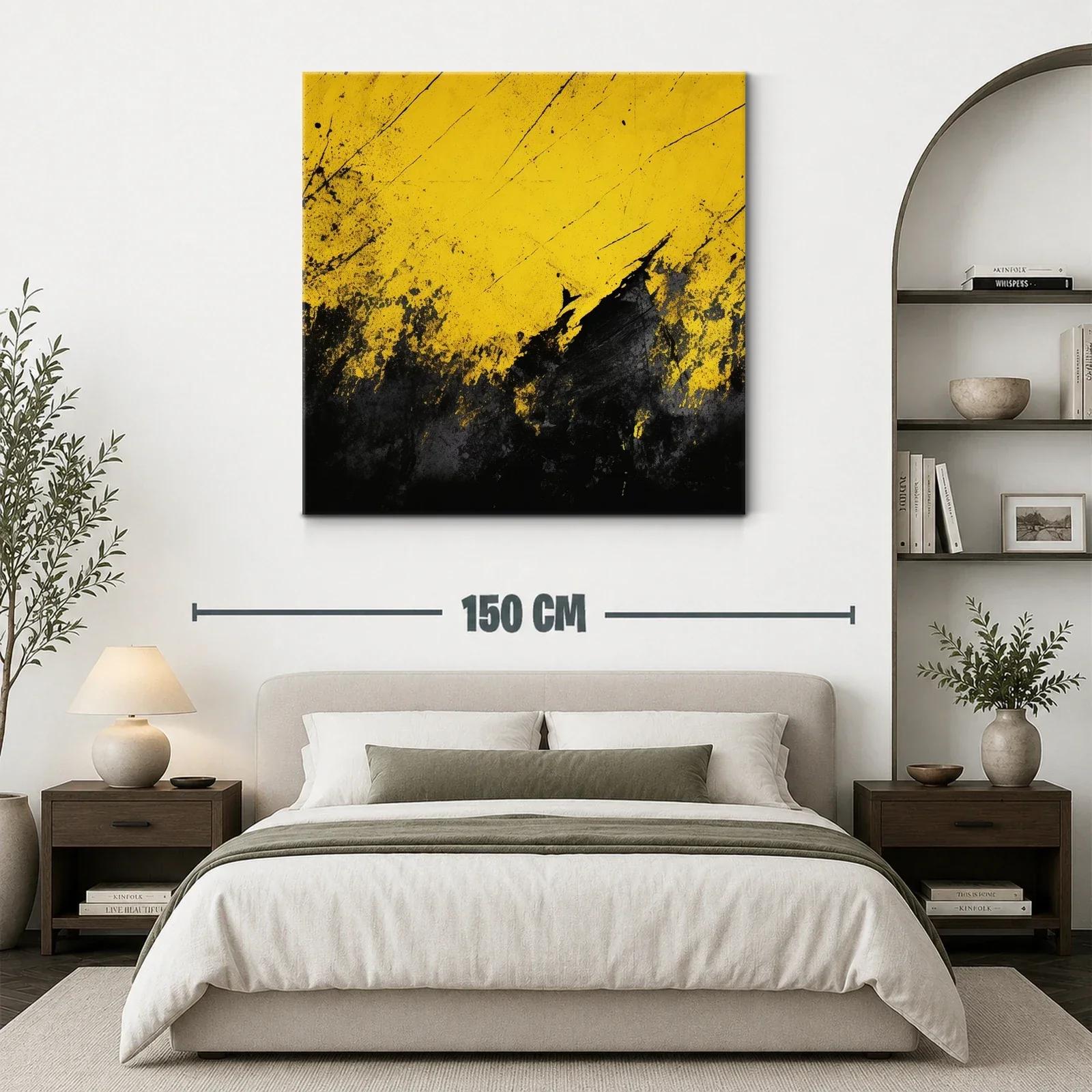 Cuadro abstracto con explosión en tonos amarillos y negros — miniatura 3
