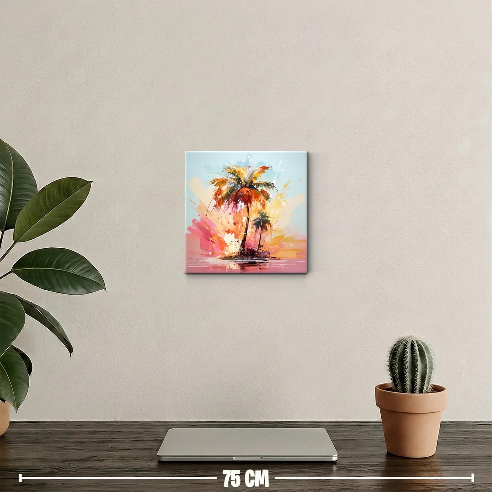 Cuadro decorativo de palmeras tropicales vibrantes — miniatura 2