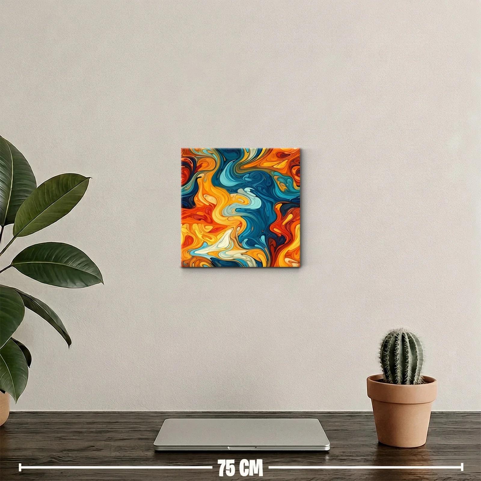 Cuadro decorativo con diseño abstracto en tonos cálidos y fríos — miniatura 2