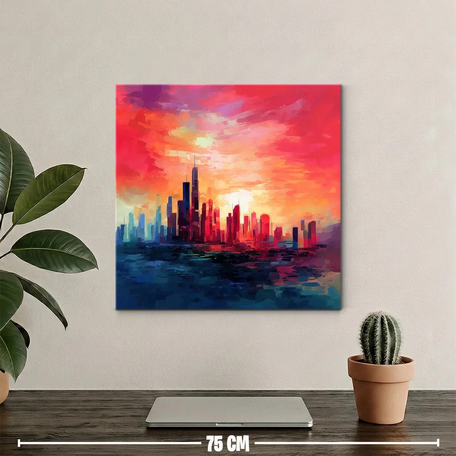 Cityscape at Sunset con vibrantes tonos cálidos y fríos — miniatura 2