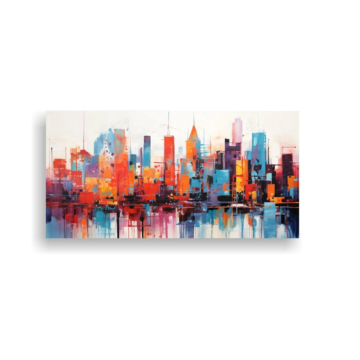 Cuadro skyline urbano con torres de distintos tamaños