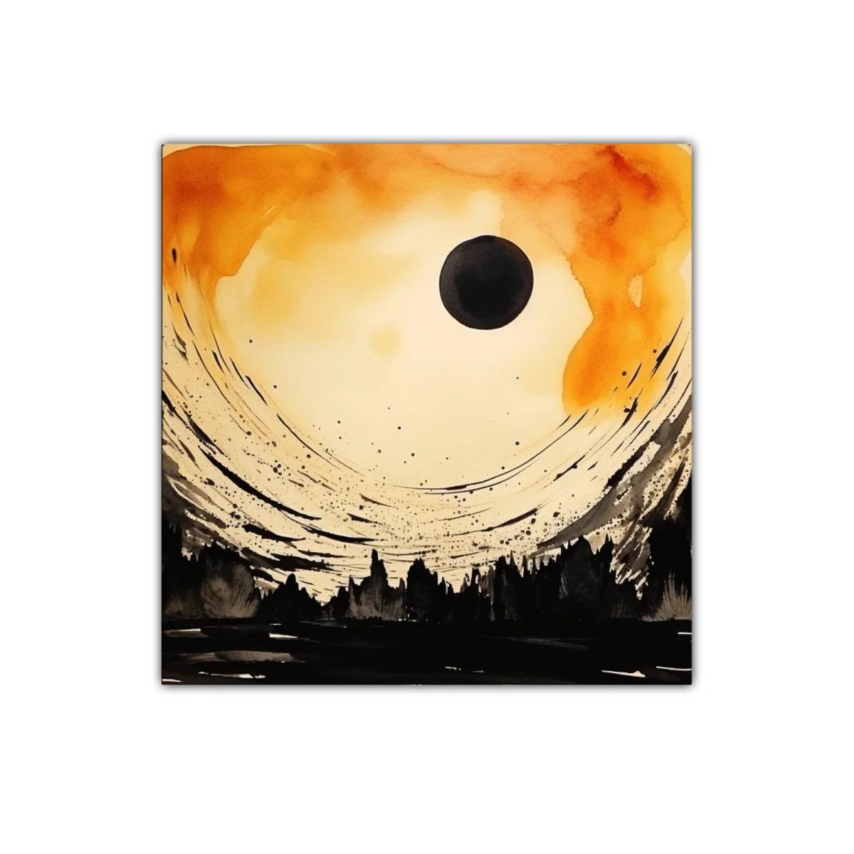 Atardecer abstracto con siluetas y cielo dramático — imagen principal