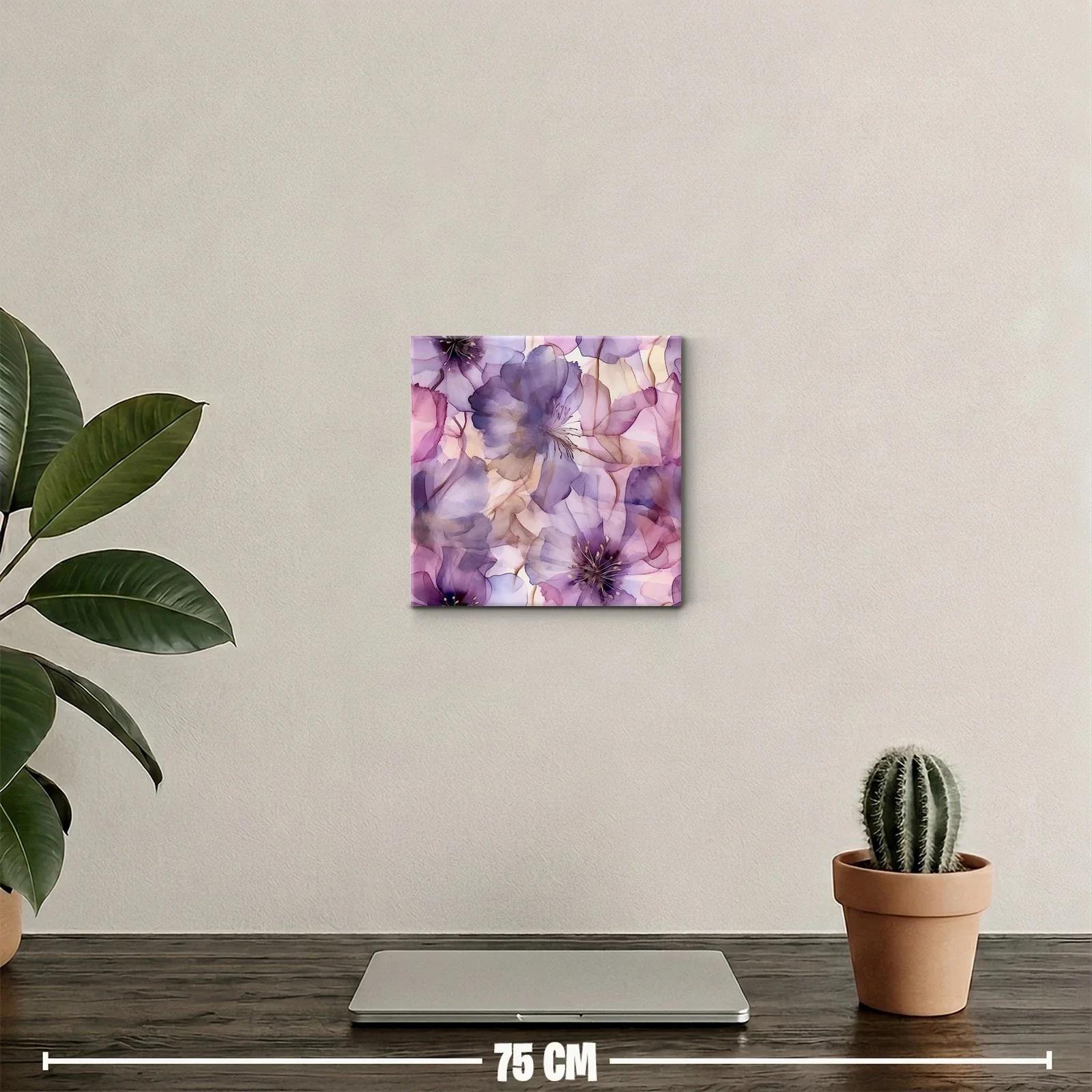 Cuadro decorativo flores en tonos lavanda y rosa suave — miniatura 2