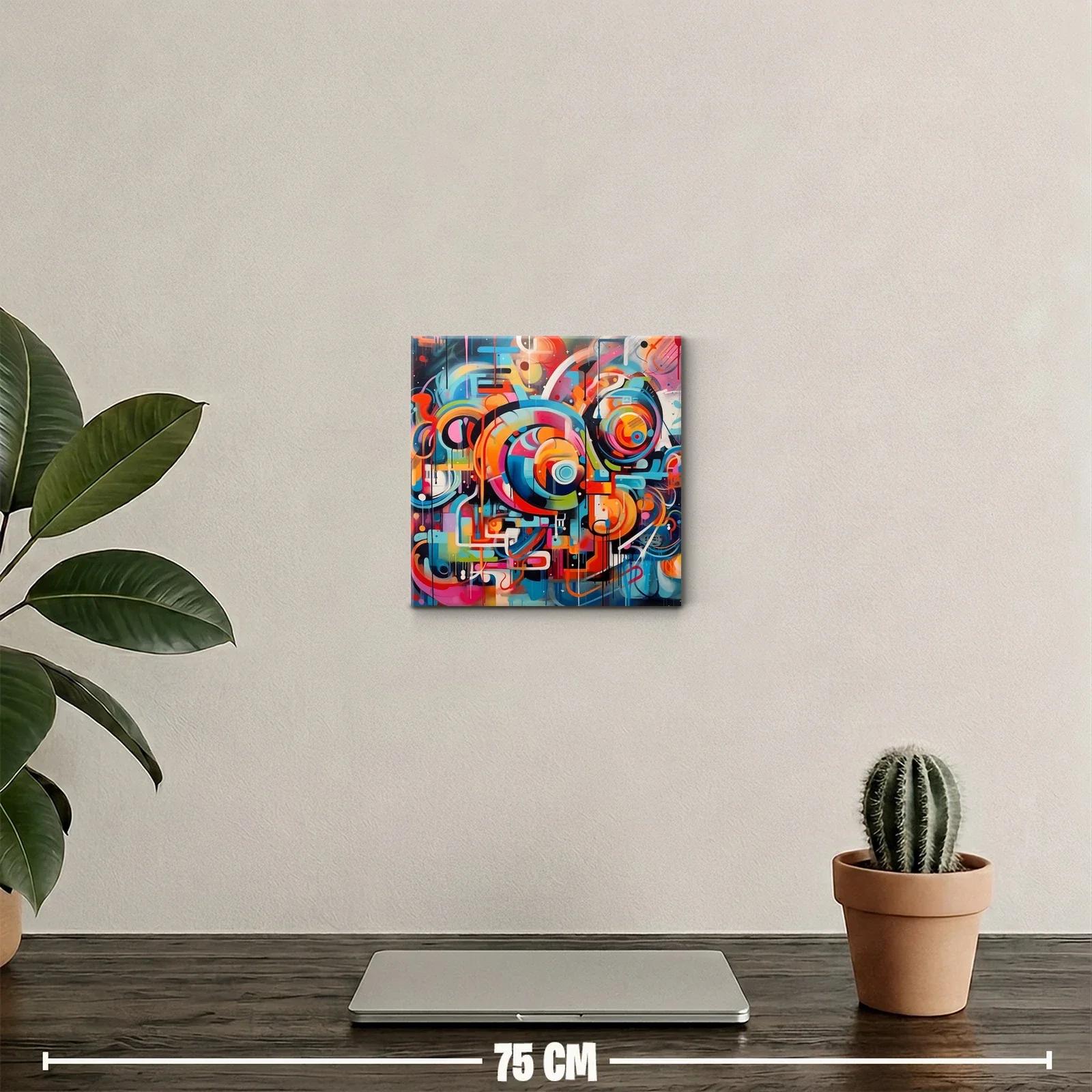 Cuadro abstracto enérgico con formas y colores vibrantes — miniatura 2