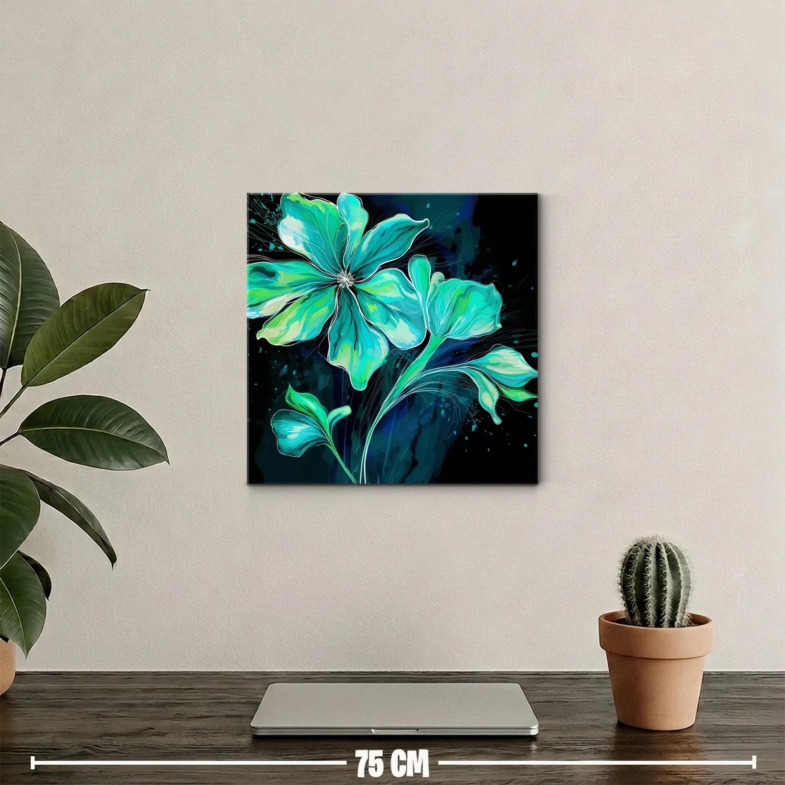 Flor azul vibrante con detalles en verdes y negros — miniatura 2