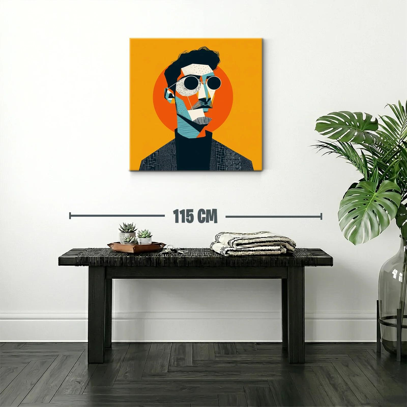 Retrato contemporáneo con toques geométricos y vibrantes — miniatura 2