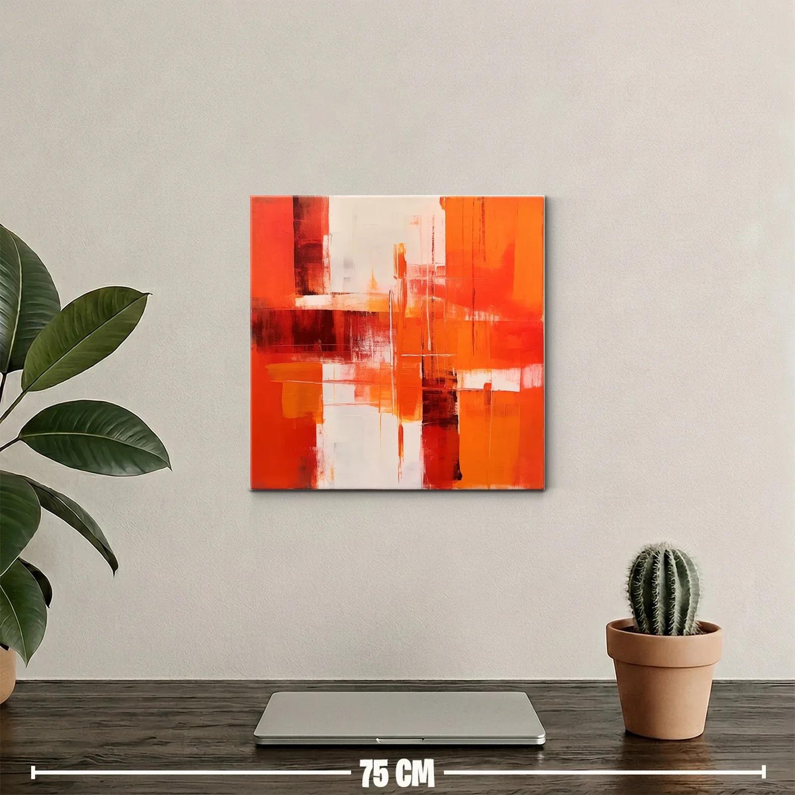 Cuadro abstracto vibrante con tonos cálidos y contrastes intensos — miniatura 2