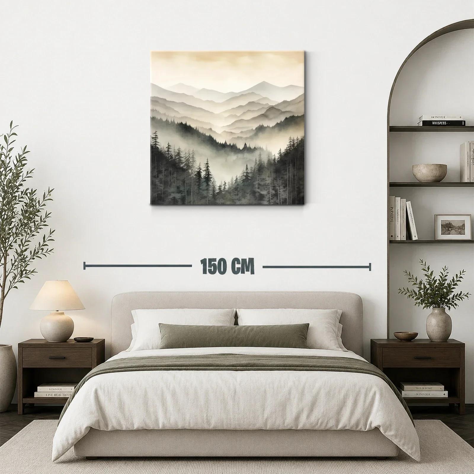 Paisaje de Montañas y Bosques con Niebla Suave y Tranquila — miniatura 3