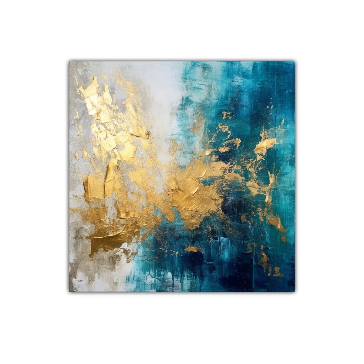 Composición abstracta en tonos azul y dorado elegante
