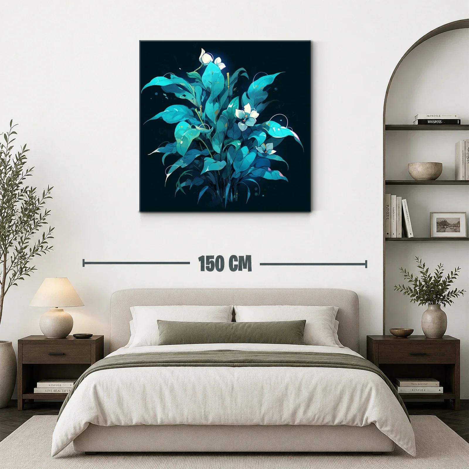 Ramo de hojas azul verdoso con flores blancas brillantes — miniatura 3