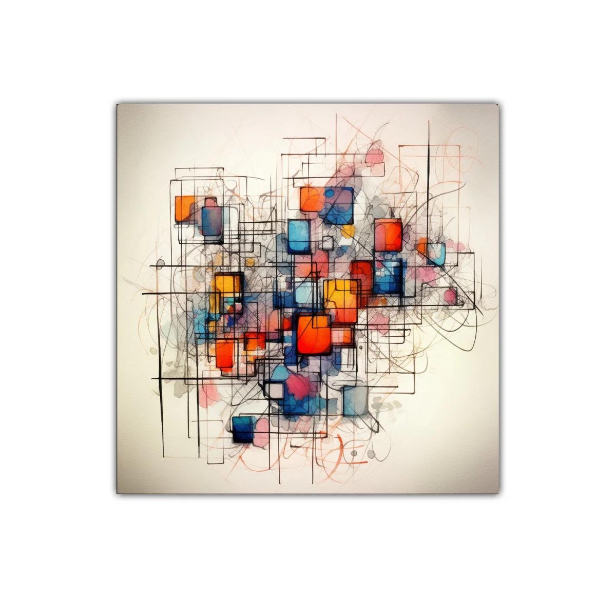 Cuadro abstracto con juego geométrico y colores vibrantes — imagen principal