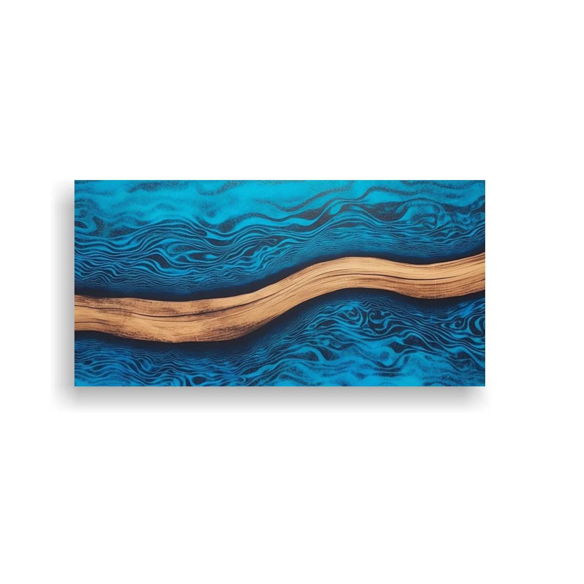 Cuadro banda ondulada de madera y ondas turquesa — imagen principal