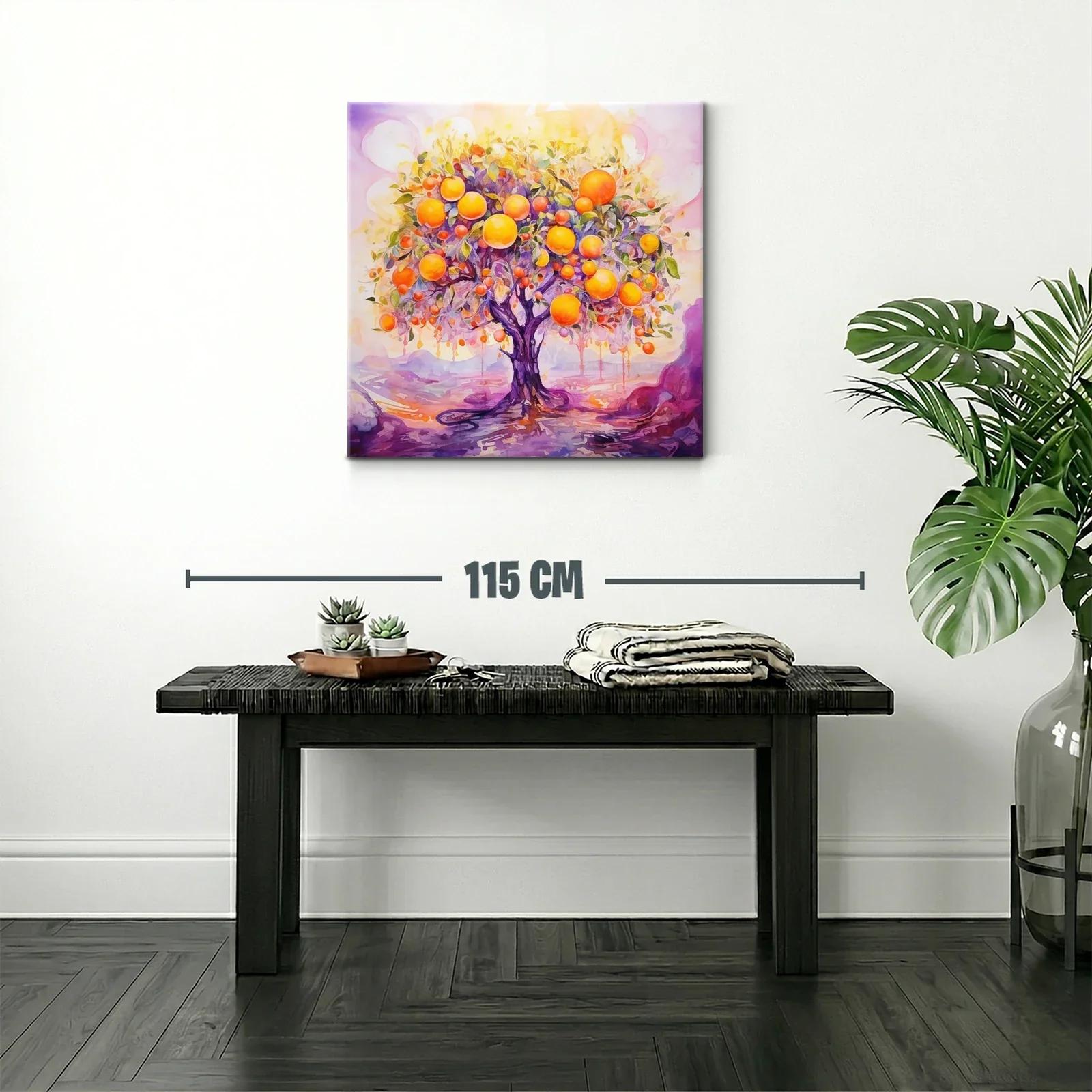 Árbol de frutas vibrantes en tonalidades cálidas y violetas — miniatura 2