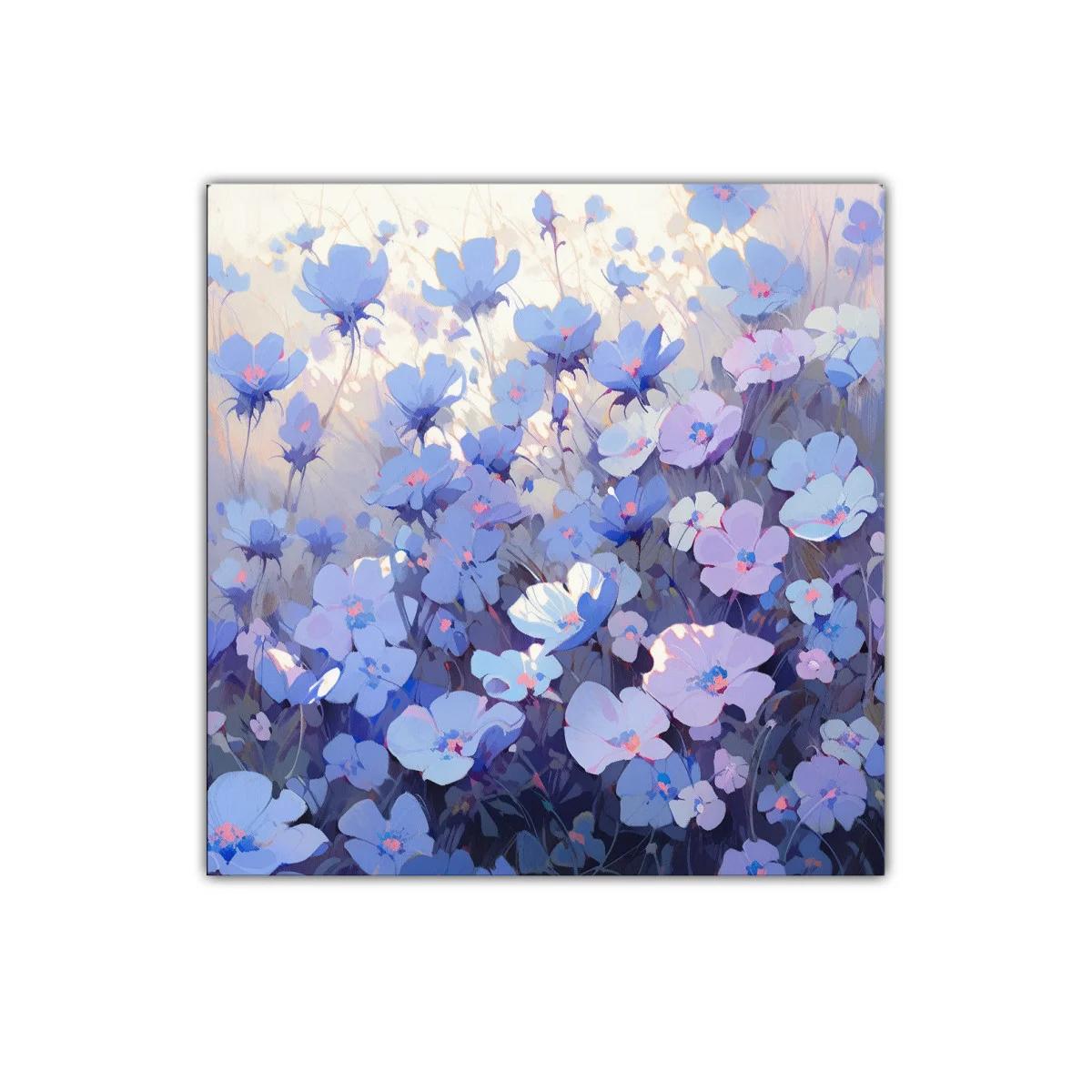 Cuadro decorativo con flores en tonos lilas y azules — imagen principal