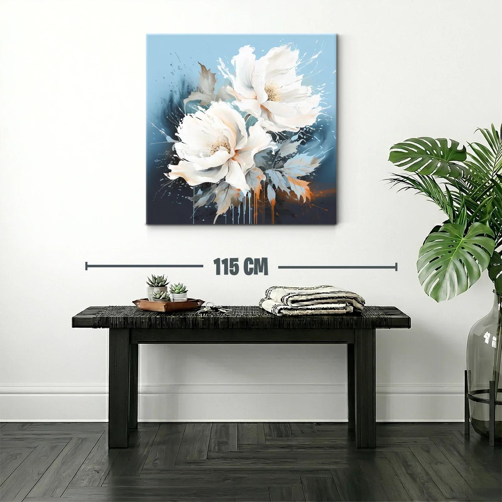 Cuadro floral en tonos suaves y vibrantes azules — miniatura 2